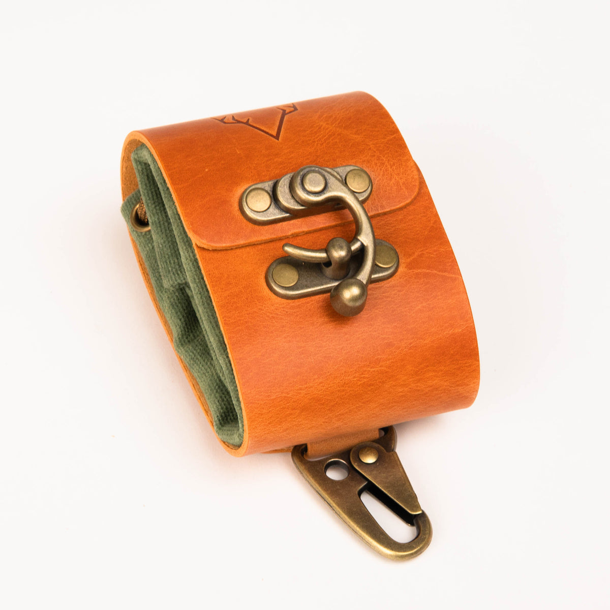 MUSS Foraging Pouch — waxed canvas and full-grain leather belt bag with brass hardware, handmade in Las Vegas (photo 1)