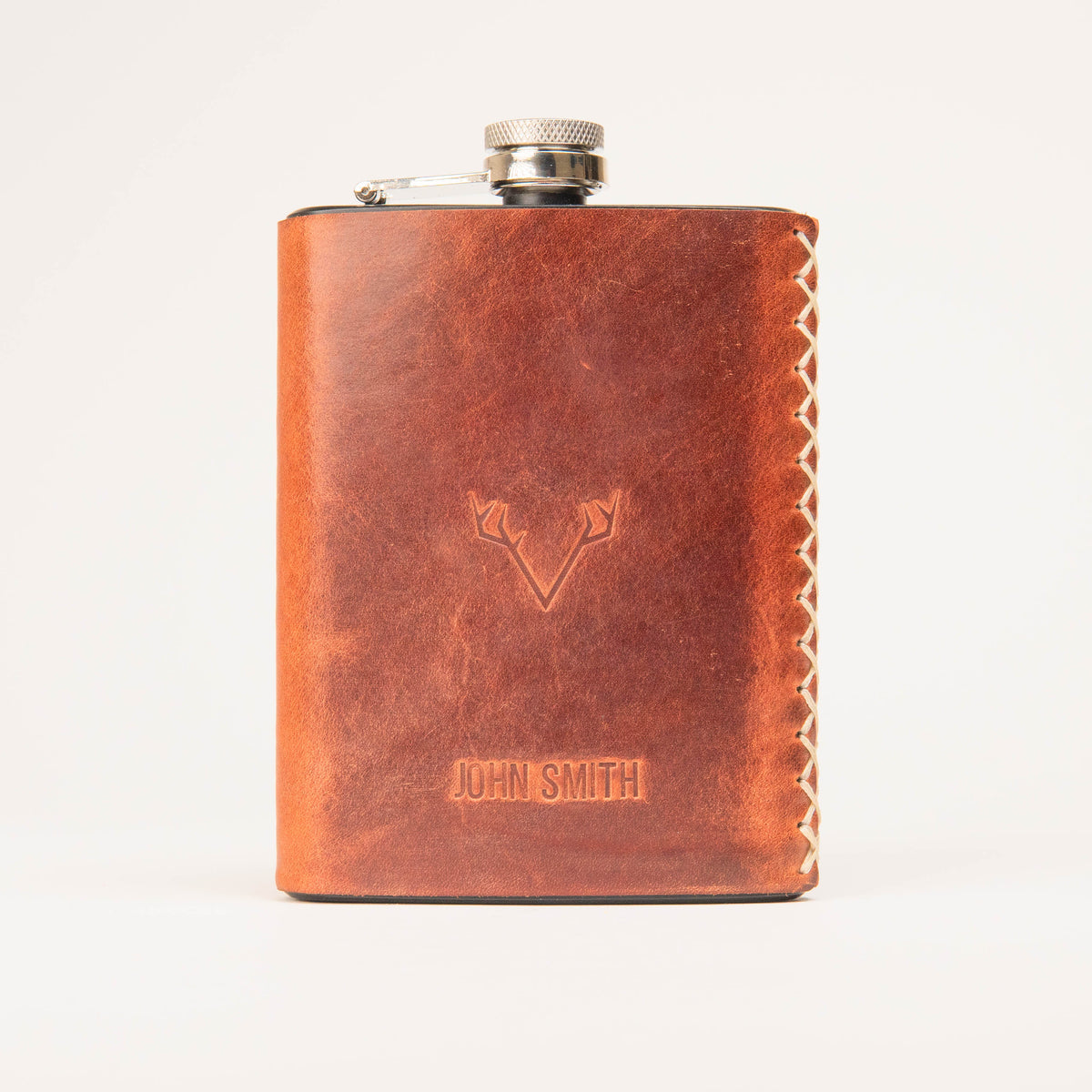 MUSS leather hip flask, hand-stitched full-grain leather (photo 3)